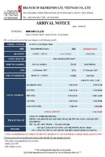 A/N form sample