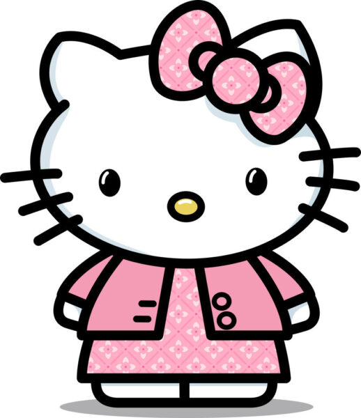 hình ảnh hello kitty đeo nơ màu hồng