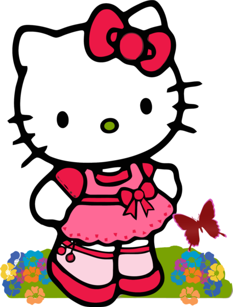 hình ảnh hello kitty và váy hồng có nơ