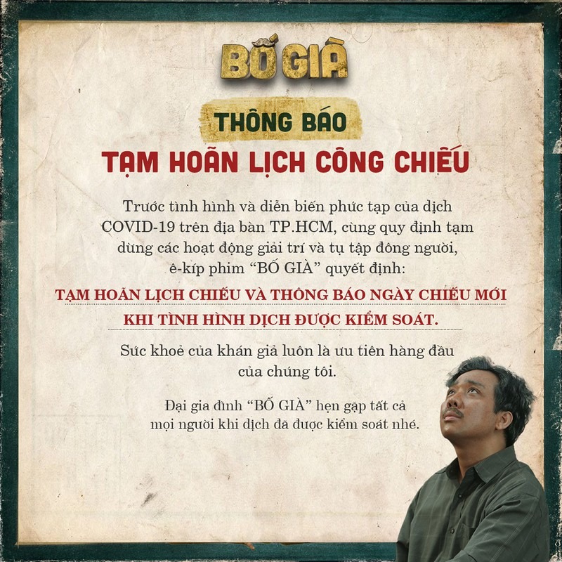 Bố già của Trấn Thành bị hoãn chiếu