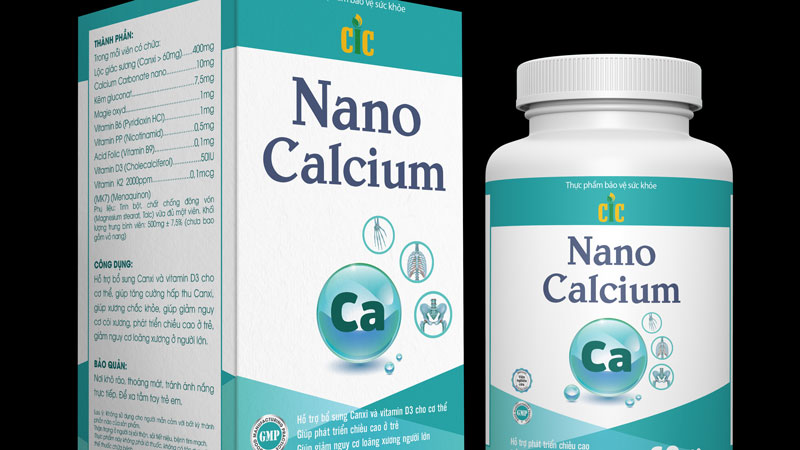 Nano Calcium với thành phần calcium carbonate nano 10mg