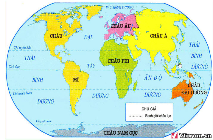 Vị trí châu Á trên bản đồ thế giới