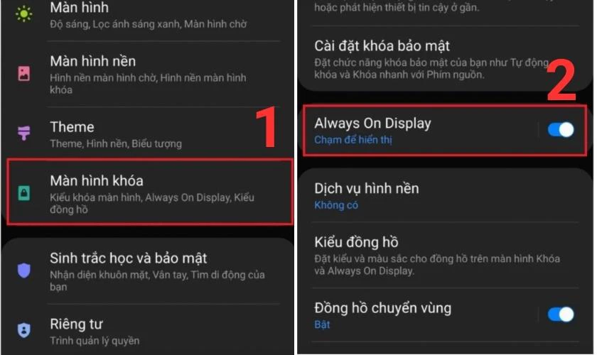 Bật tính năng Always On Display trong cài đặt
