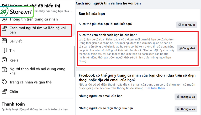 Cách ẩn bạn bè trên facebook trên máy tính 2