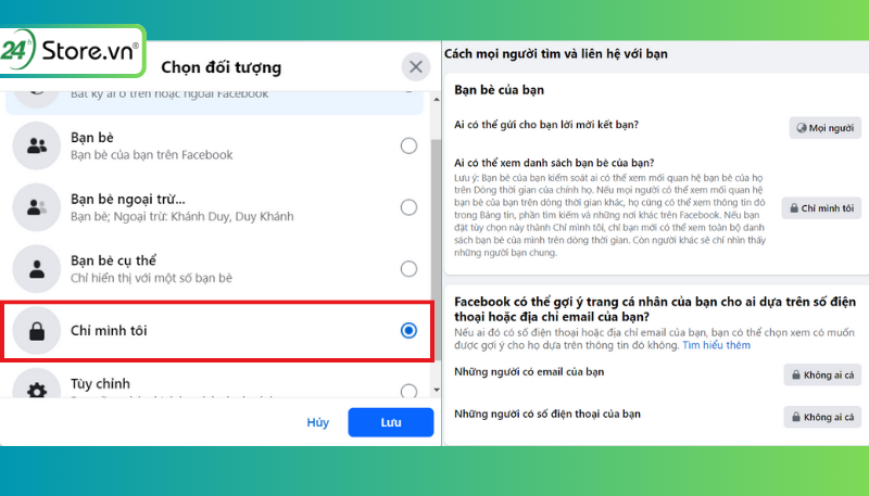 Cách ẩn bạn bè trên facebook trên máy tính 3