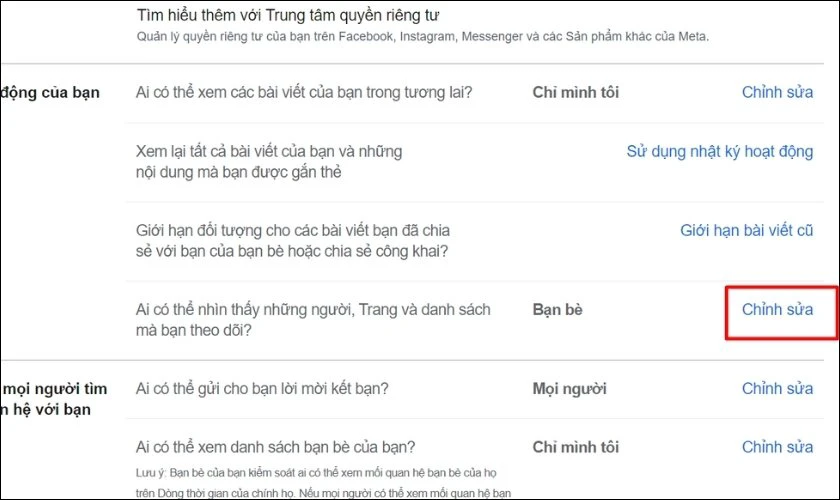 Nhấn chọn vào mục Chỉnh sửa