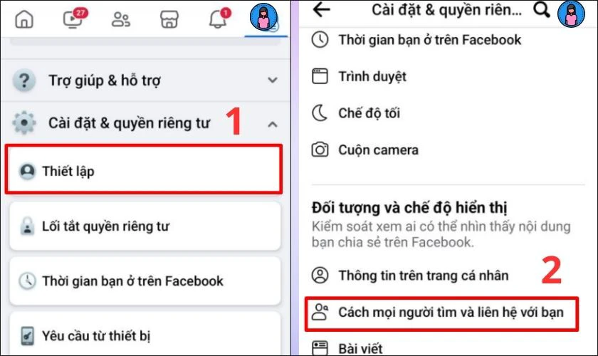 Chọn vào Thiết lập