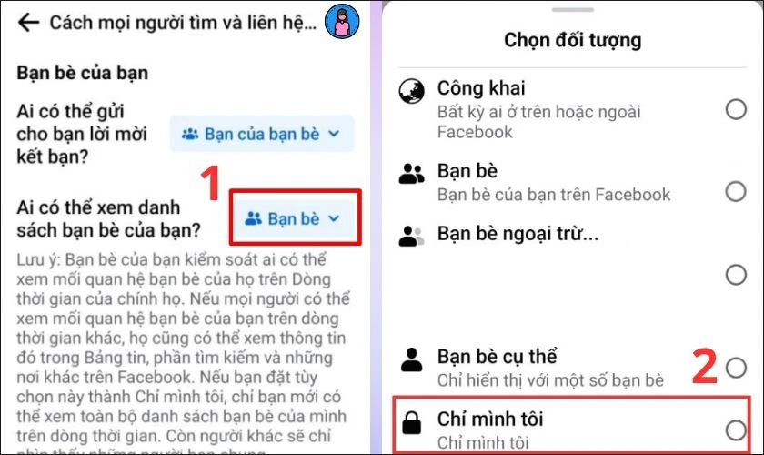 Ai có thể xem danh sách bạn bè của bạn bấm biểu tượng bạn bè