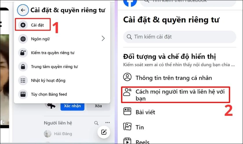 Bấm chọn vào Cài đặt