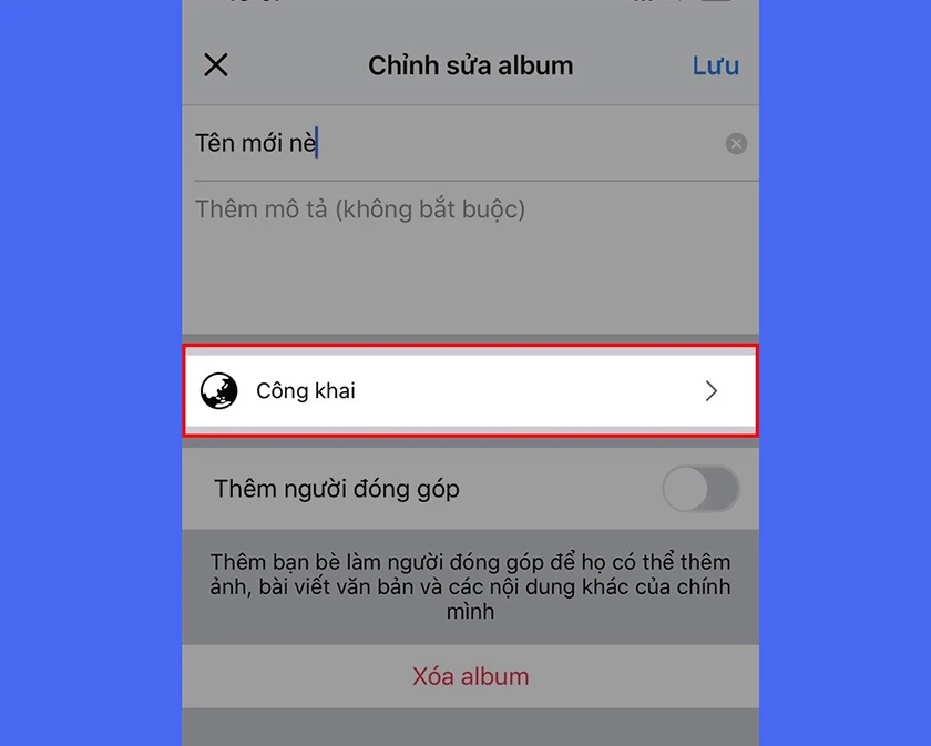 Chọn chế độ công khai