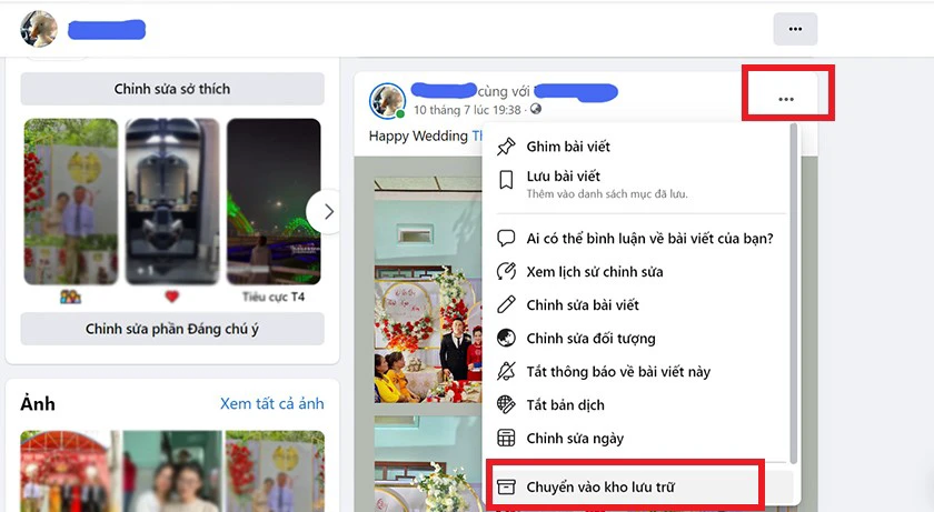 Ẩn ảnh Facebook bằng máy tính