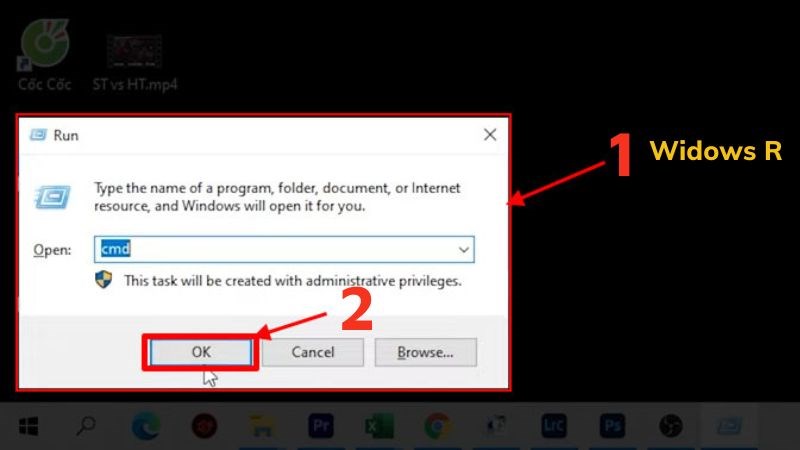 Nhấn tổ hợp phím Windows R > Chọn Ok 
