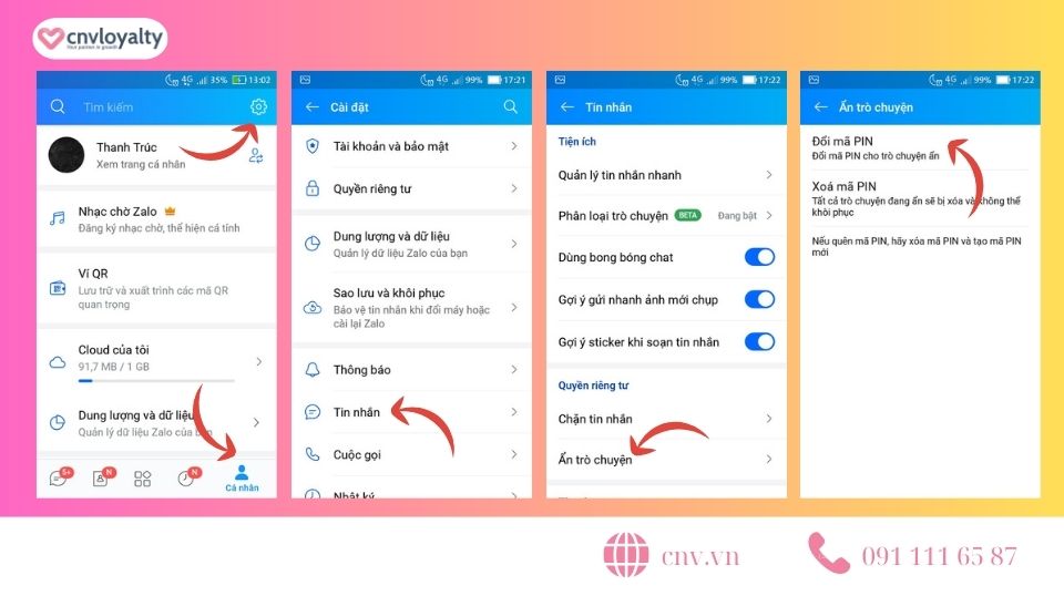 Cách thay đổi mật khẩu tin nhắn Zalo