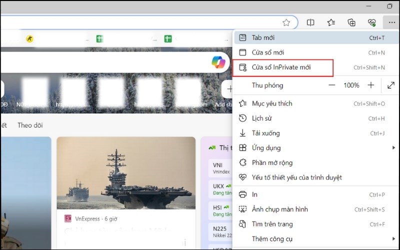 Mở tab ẩn danh trên Microsoft Edge