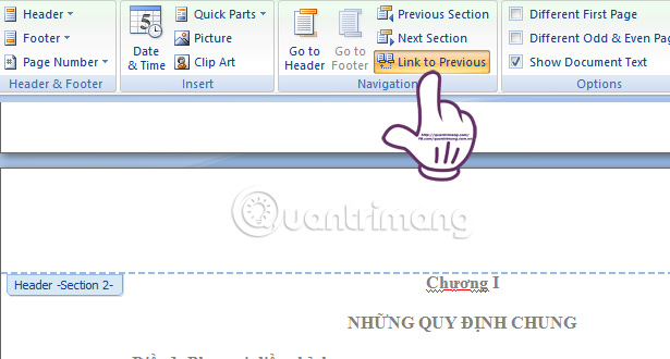 Cách đánh số trang trong Word 2007