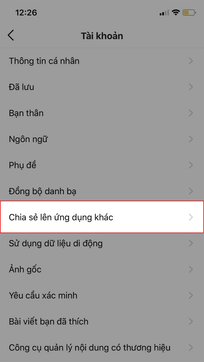 Chọn Chia sẻ lên ứng dụng khác