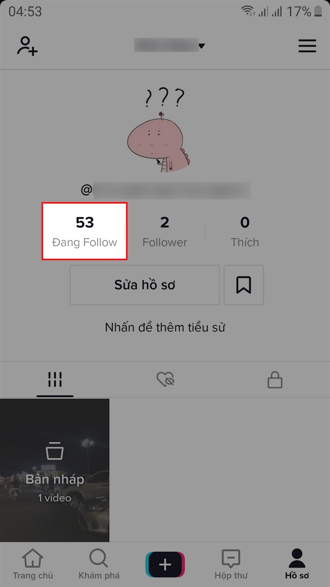 Chọn mục Đang Follow