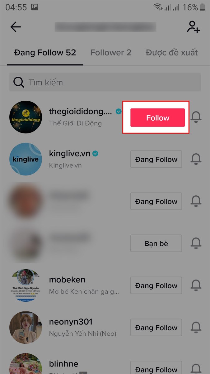 Kết quả sau khi bỏ follow trên TikTok