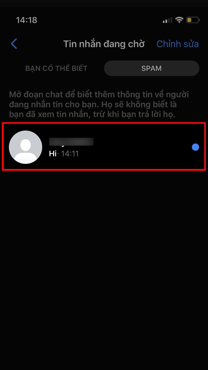 Chọn Spam để xem danh sách những người bạn đã bỏ qua tin nhắn trên Messenger