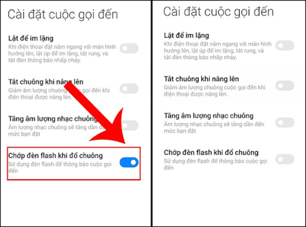 Cách tắt đèn flash khi có cuộc gọi đến