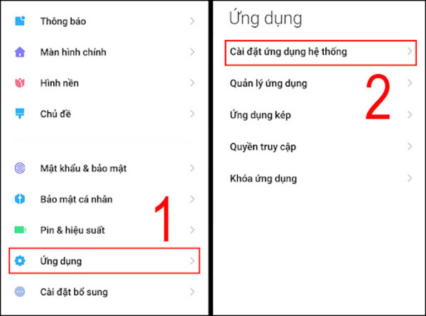 Chọn vào Cài đặt ứng dụng hệ thống