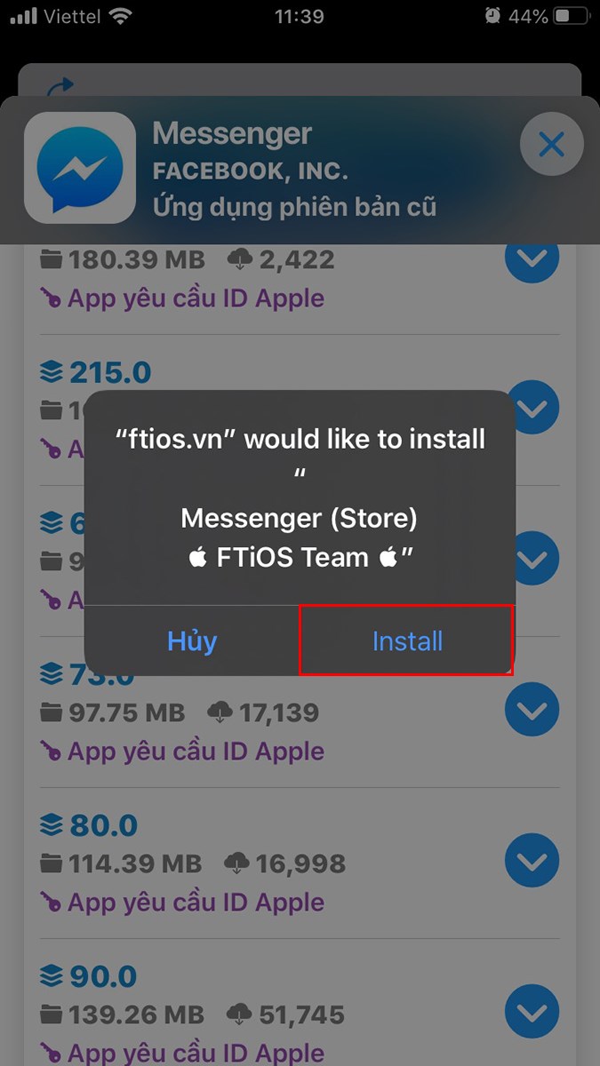 Nhấn Install để cài đặt