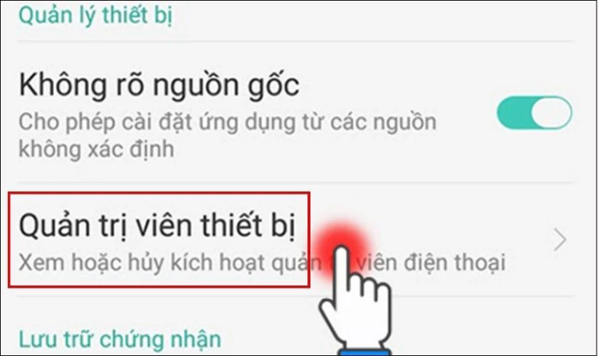 Chọn quản trị viên thiết bị