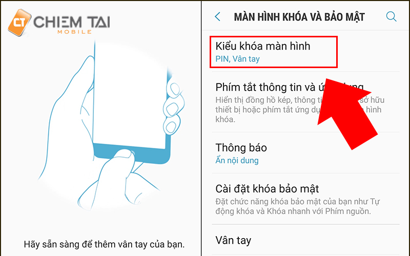 Các chế độ đặt mật khẩu Samsung