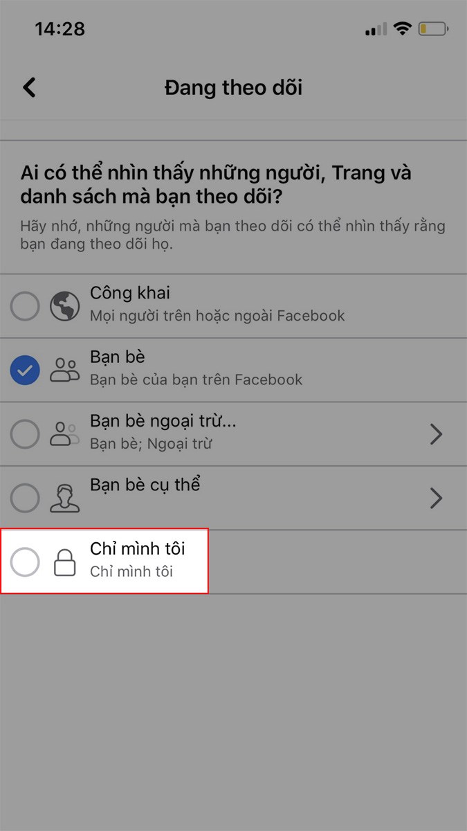 Chọn Chỉ mình tôi