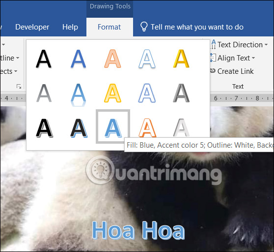 Hiệu ứng chữ WordArt trong Word