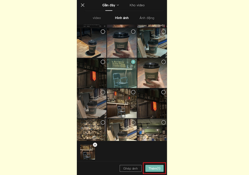 Nhấn Thêm để thêm ảnh hoặc video vào Capcut