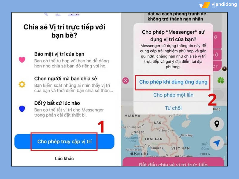 cách chia sẻ vị trí trên Messenger iphone 2