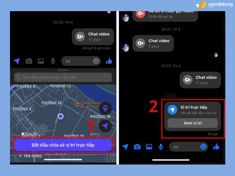 cách chia sẻ vị trí trên Messenger iphone 3