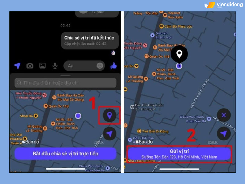 cách chia sẻ vị trí trên Messenger iphone 4