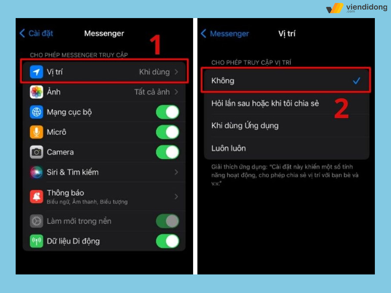 cách chia sẻ vị trí trên Messenger ios 2