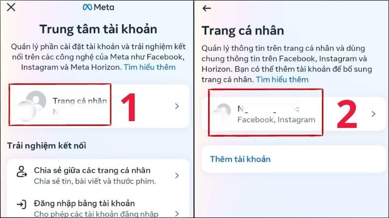 Chọn Trang cá nhân > Chọn tài khoản