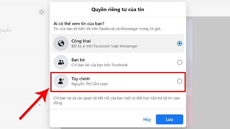 Chọn Tùy chỉnh