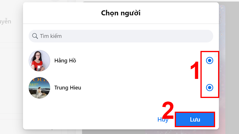 Chọn những người có thể xem tin sau đó nhấn Lưu