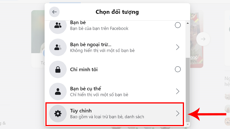 Chọn Tùy chỉnh để thiết lập quyền xem bài viết