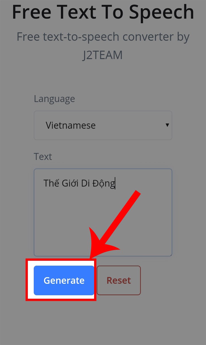 Nhập nội dung tại ô Text