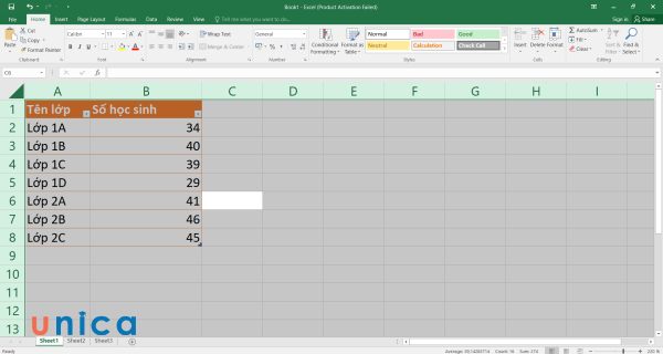 Chọn toàn bộ dữ liệu trong Excel bằng phím tắt Ctrl + A