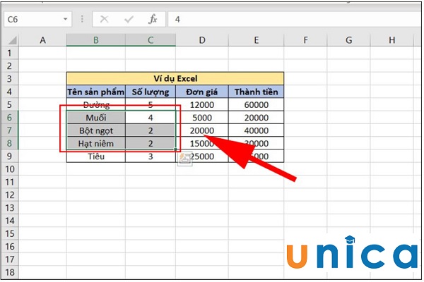 Cách mở rộng vùng chọn trong Excel