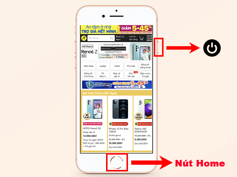 Bạn có thể chụp ảnh màn hình bằng cách nhấn nút Home và nút nguồn