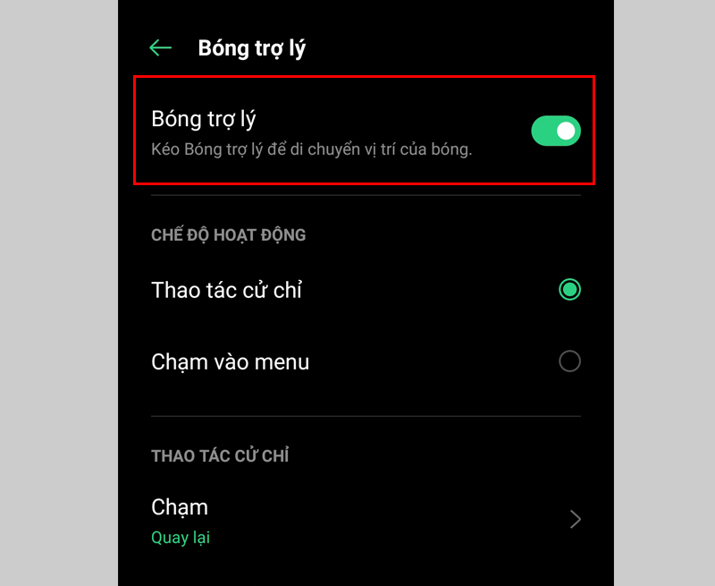 Cách bật bóng trợ lý