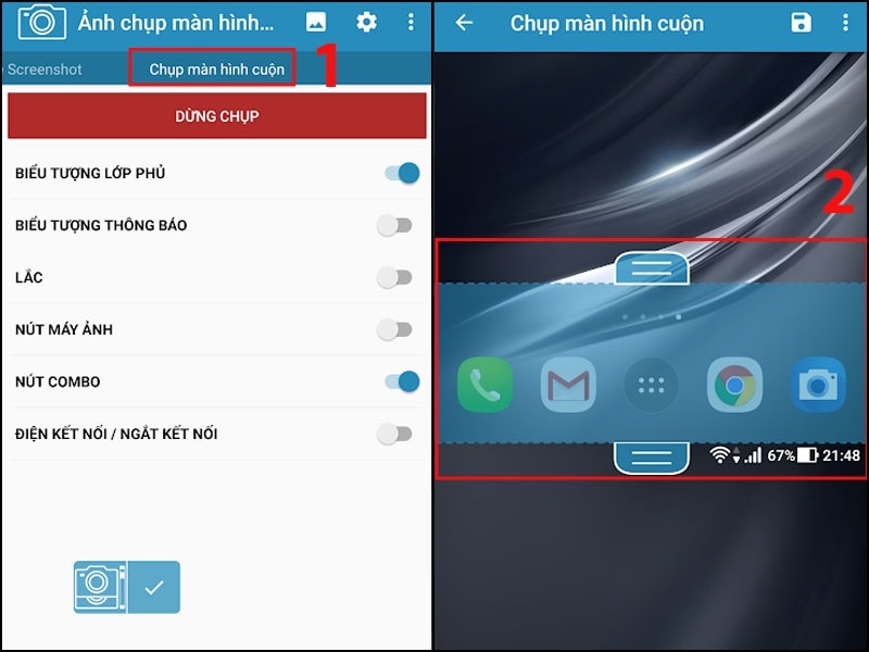 Chọn phần hình ảnh bạn muốn chụp trên màn hình điện thoại