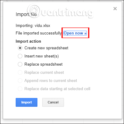 Bảng dữ liệu Excel trên Google Sheets