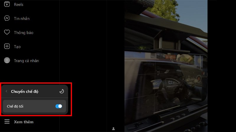 Bật tùy chọn Chế độ tối để chuyển sang giao diện nền tối cho Instagram