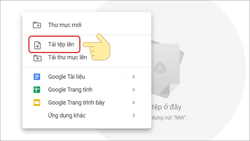 Tải tệp hình ảnh cần chuyển lên Google Drive