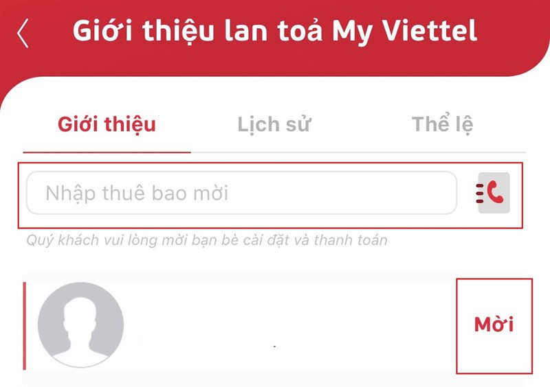 Chọn số điện thoại muốn mời