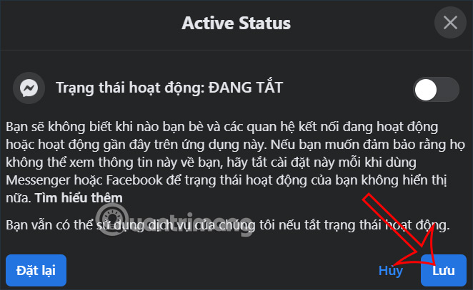 Tắt trạng thái online Facebook PC người cụ thể